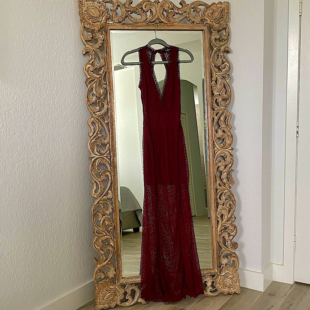 💃🏻❗️Burgundy Mesh Maxi Dress
